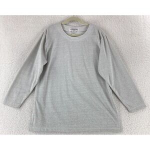 Bob Mackie Studio Shirt Womens Large Silver Shimmery Long Sleeve Pullover‎ VTG